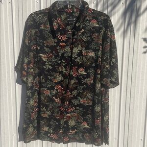 Carole Little Black Shirt and Skirt with Multicolor Scenic Print Set